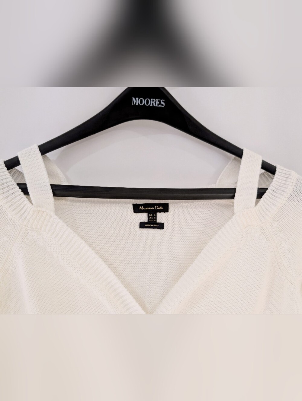 Massimo Dutti Off Shoulder V Neck Cardigan Off White Knit Button-Front Sweater - Picture 2 of 6